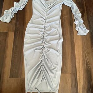 Elegant light blue Ruched Dress